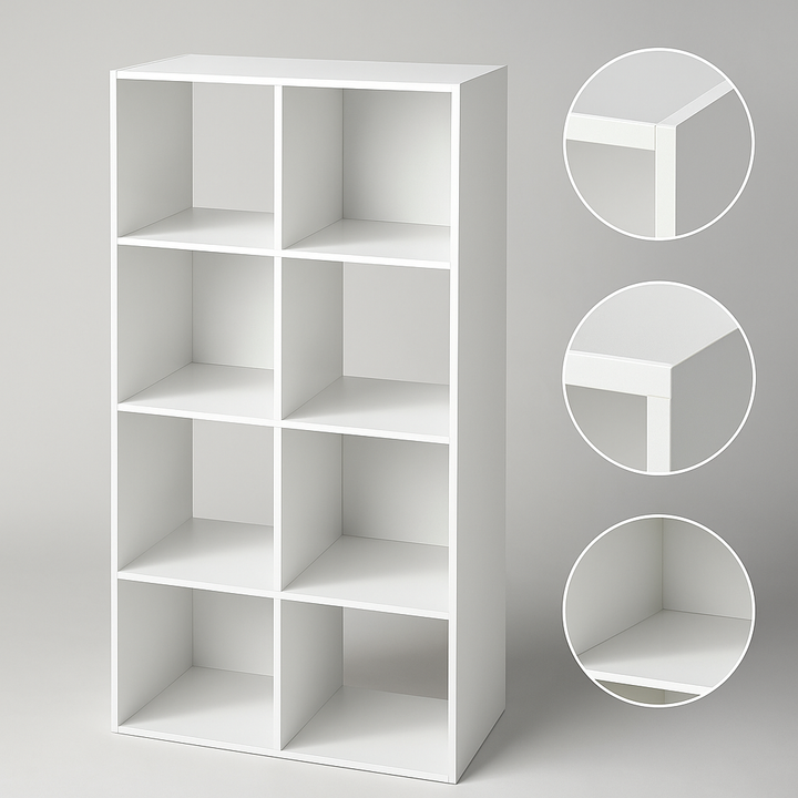 8 Cube Storage Organizer – White Finish with Open Shelves for Home & Office | Cube Storage Cabinet | Trufairs