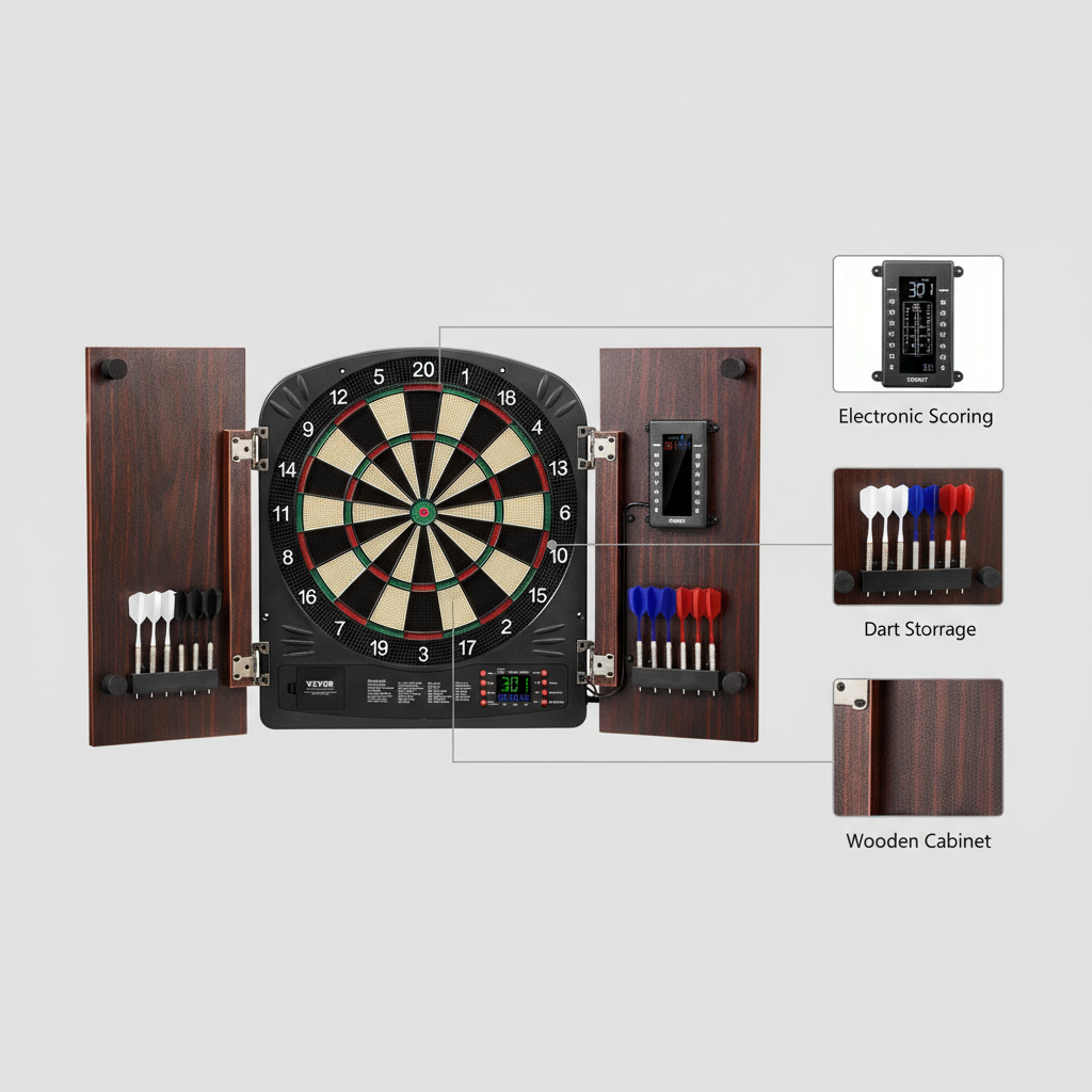 VEVOR Dartboard and Cabinet Set Complete with All Accessories Easy Assembly