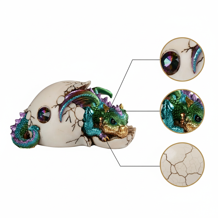 Colorful Dragon Baby Hatchling in Egg Figurine – 5.5" Resin Dragon Sculpture, Unique Mythical Gift for Collectors | Home & Office Fantasy Decor | Trufairs
