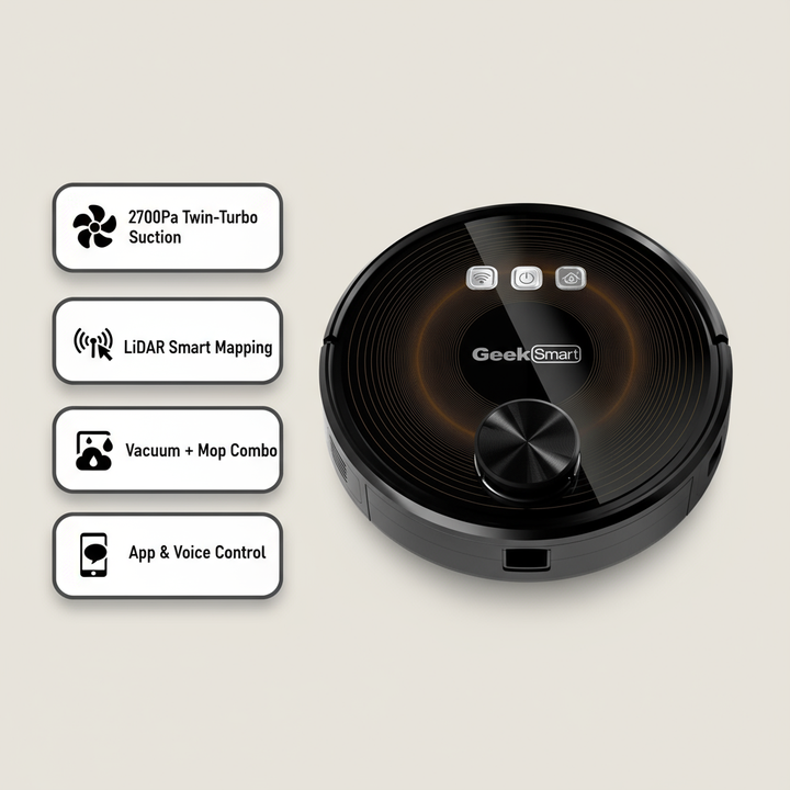 L8 Robot Vacuum Cleaner and Mop, LDS Navigation, Wi-Fi Connected APP, Selective Room Cleaning,MAX 2700 PA Suction, Ideal for Pets and Larger Home