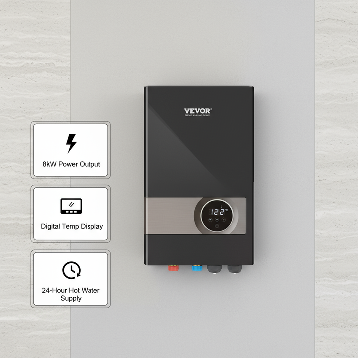 8 kW Tankless Electric Water Heater – Instant Hot, Digital Display & Space-Saving Design | Trufairs