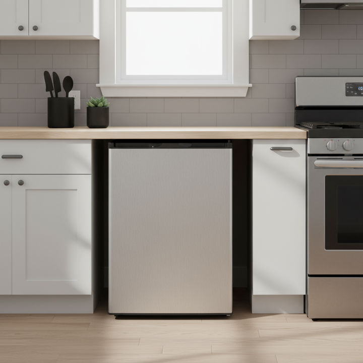 3 Cubic Feet Compact Upright Freezer with Stainless Steel Door