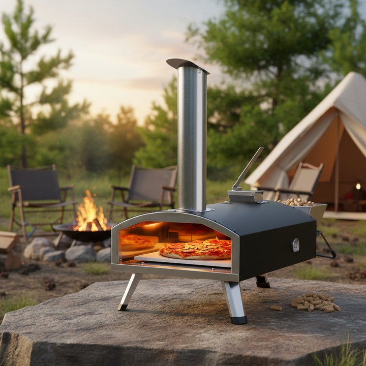 VEVOR 12" Outdoor Pizza Oven Portable Wood Pellet Pizza Oven Iron Spray Camping