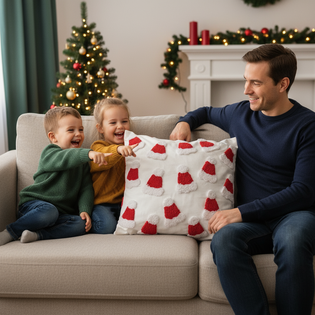 Santa hat throw pillow cover, 20x20 inch