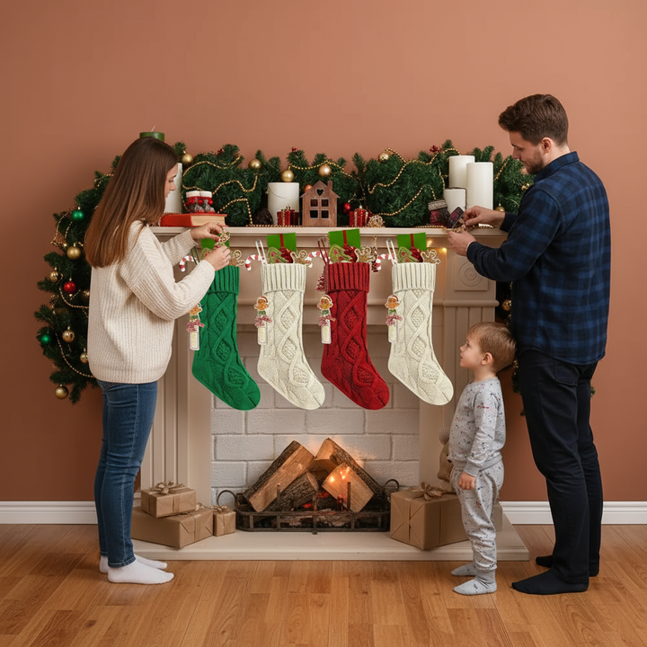 Personalized Christmas Stocking Large Capacity Cute Christmas Stockings Wear Resist Stocking Gift Bag Fireplace Party Decoration