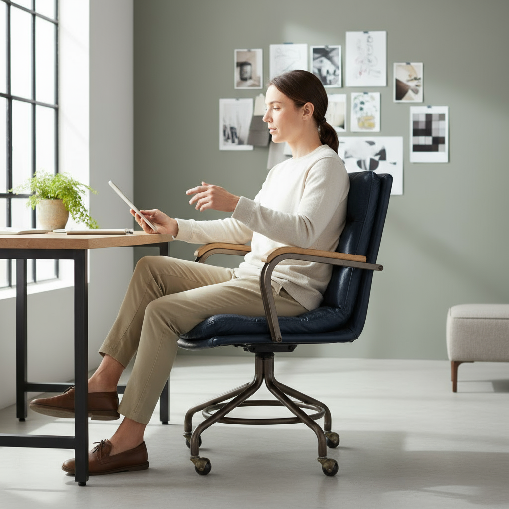 Coffee and Dark Brown Swivel Leather Rolling Executive Office Chair