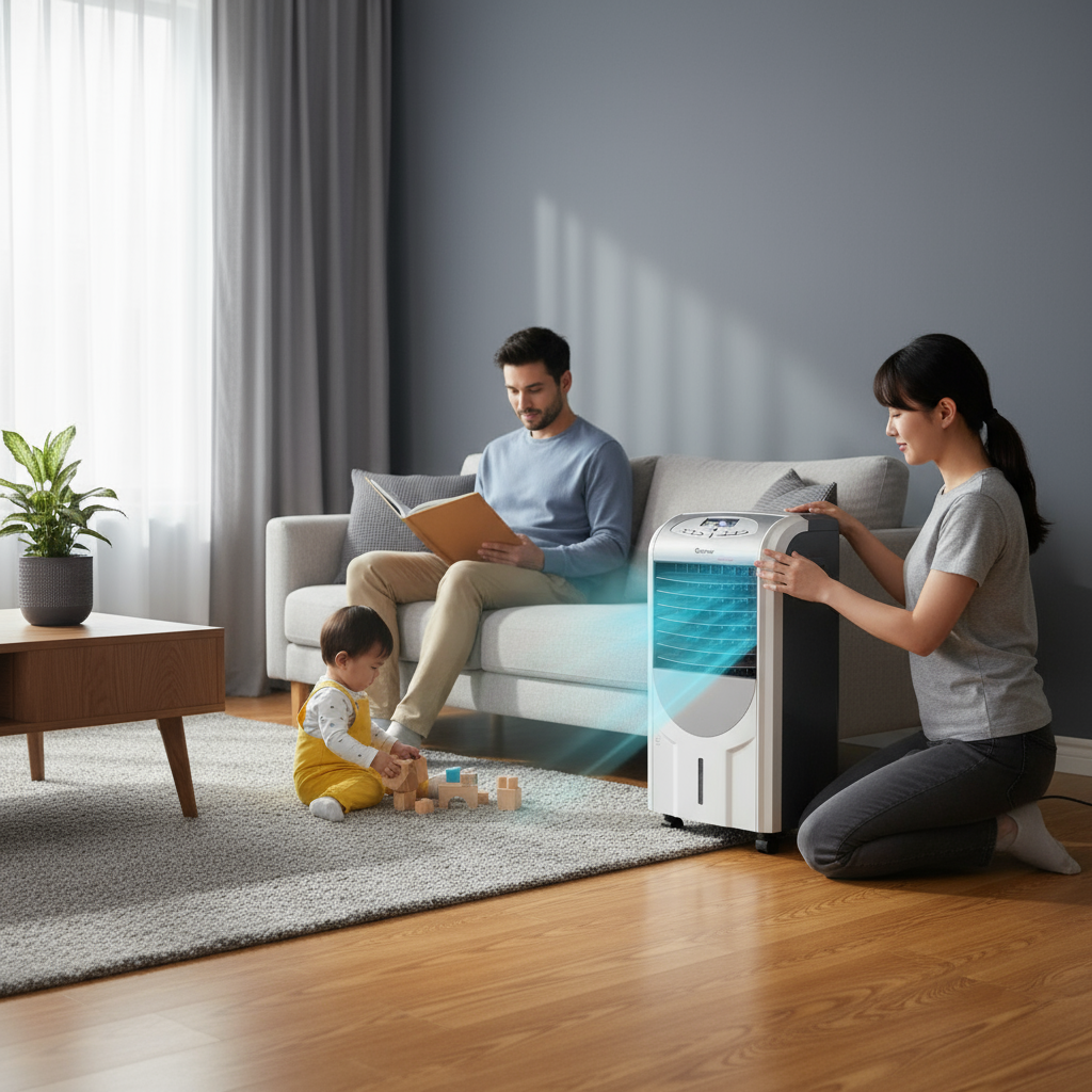 Portable Air Cooler Fan with Heater and Humidifier Function
