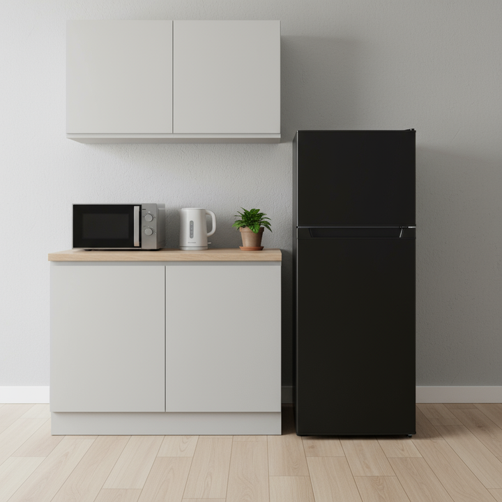 HOMCOM Small Fridge with Freezer, 4 Cu Ft Refrigerator with Reversible Doors, Black