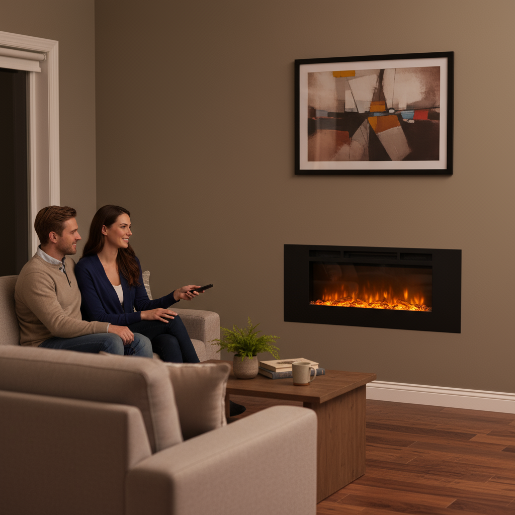 42 inch Electric Fireplace Wall Mounted Recessed with Remote Control 1500W