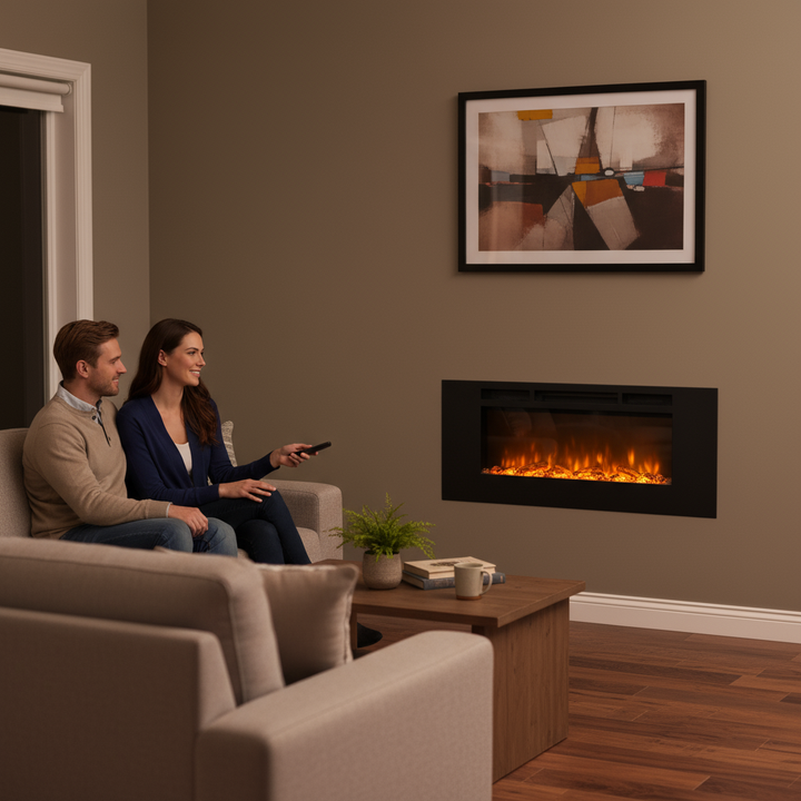 42 inch Electric Fireplace Wall Mounted Recessed with Remote Control 1500W
