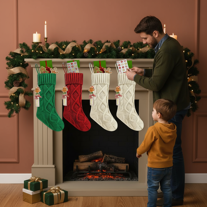 Personalized Christmas Stocking Large Capacity Cute Christmas Stockings Wear Resist Stocking Gift Bag Fireplace Party Decoration