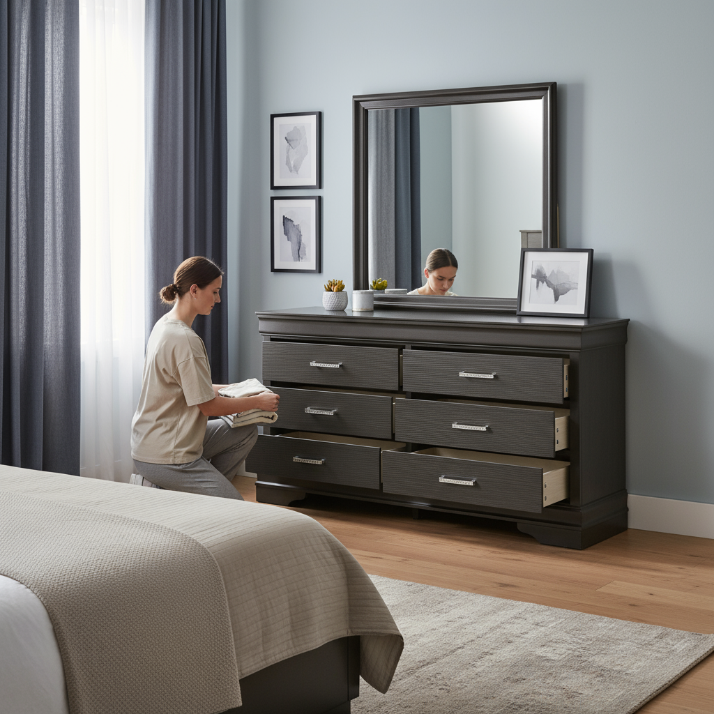 Modern 6-Drawer Gray Dresser – Contemporary Storage Chest | Trufairs
