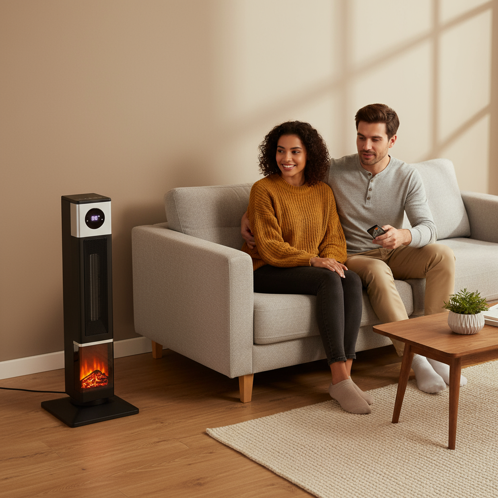 HOMCOM 31" Electric Freestanding Fireplace with Oscillation, Remote Control & 12H Timer for Indoors, 1400W, Black