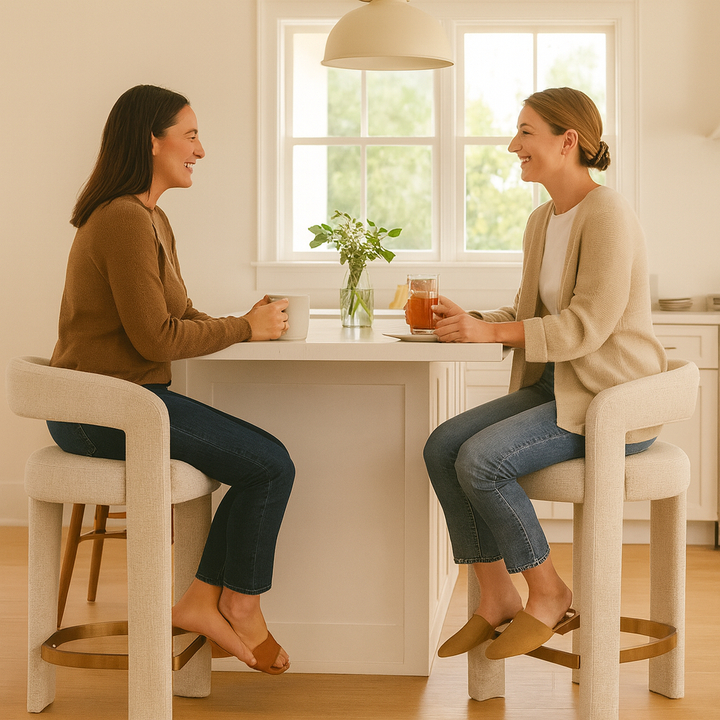 Modern Plush Counter Stool – Elegant Beige Comfort | Kitchen Island Seating | Trufairs
