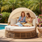 Outdoor Round Daybed with Retractable Canopy & Removable Cushions – Wicker Patio Sofa | Trufairs