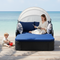 LunaLux premium 48’ Blue  Rattan Daybed with cushion