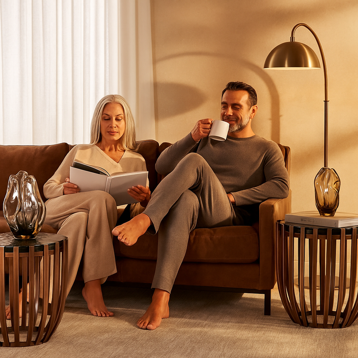 Modern Bronze & Glass Accent Table – Artistic Metal Side Table | Living Room Essential | Trufairs