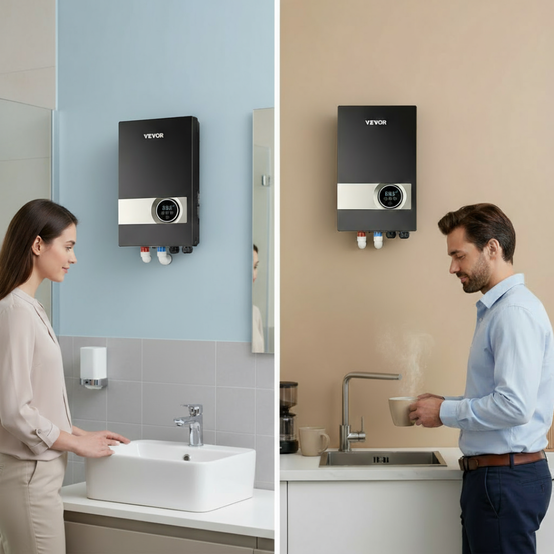 27kW Tankless Electric Water Heater Instant Hot with LCD Touch Child Lock
