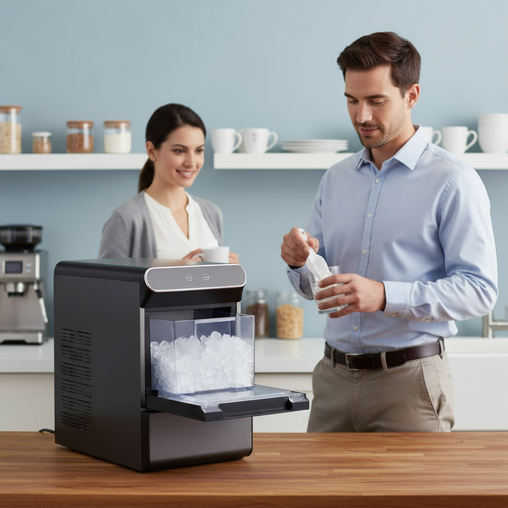 Countertop Nugget Ice Maker 37Lbs/24H Self-Cleaning with Scoop Basket Home Bar