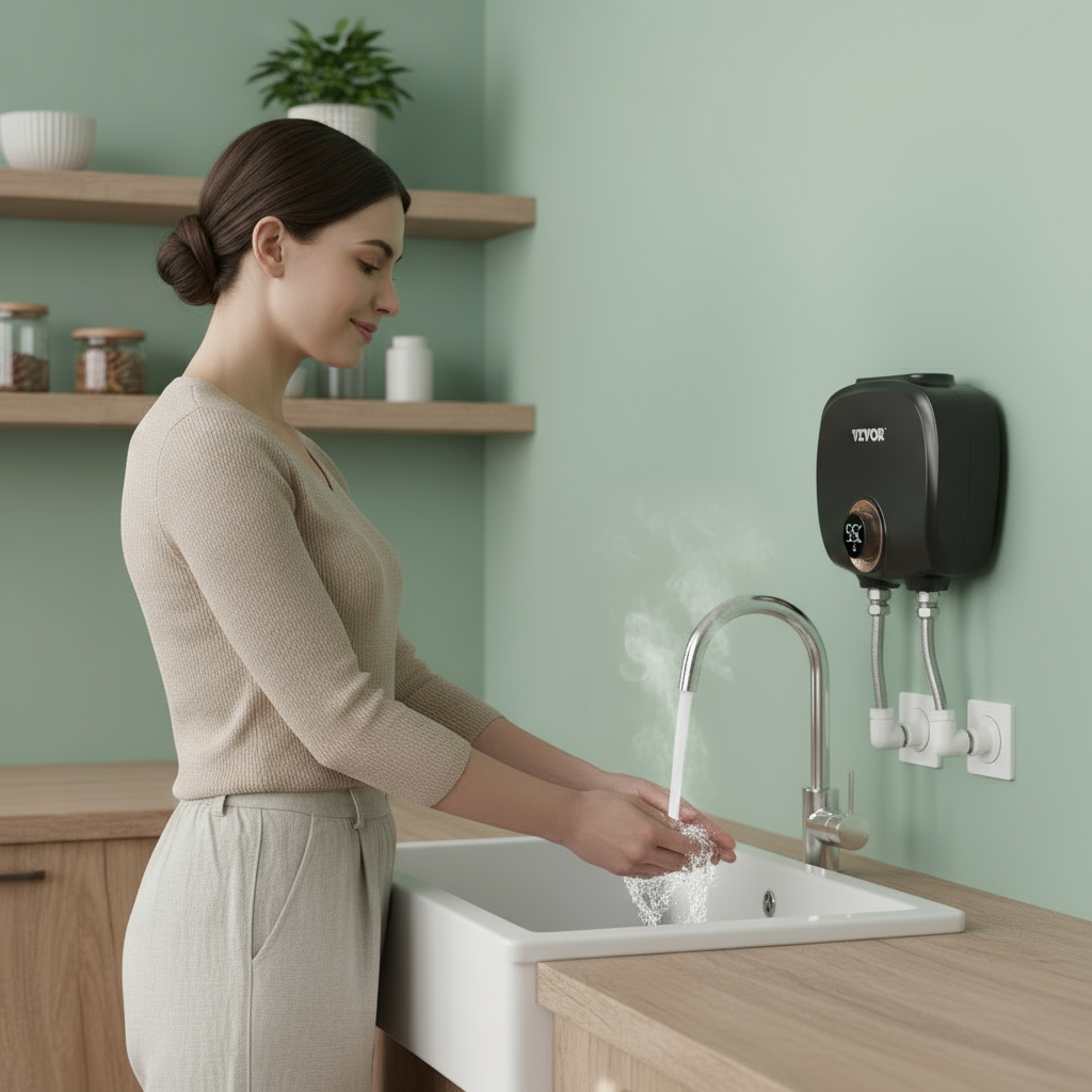 VEVOR Tankless Water Heater Electric, 7kw On Demand Instant Under Sink Water Boiler, Digital Temperature Display & Easy Installation & 24-Hour Water Supply, For Kitchen Bathroom Faucet And Shower