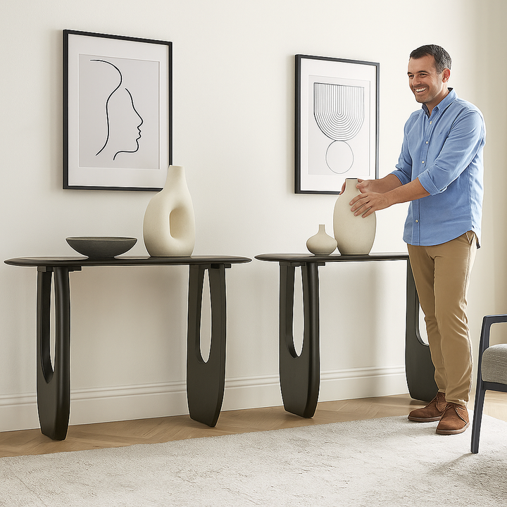 Minimalist Console Table – Matte Black Painted Wood | Entryway & Living Room | Trufairs