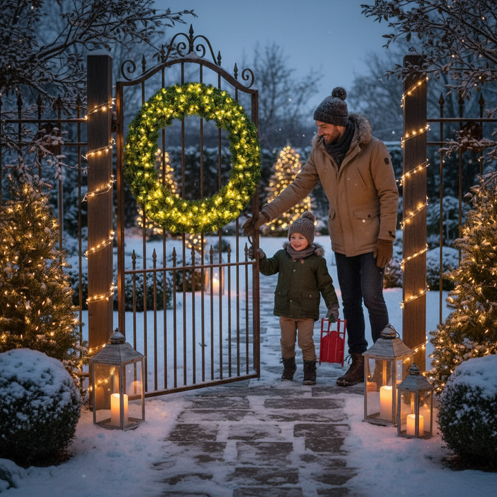 48 Inch Pre-lit Cordless Artificial Christmas Wreath