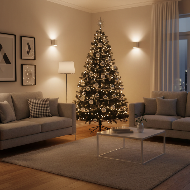 6ft PVC Christmas Tree with 1600 Branches – Full Artificial Pine Tree with Metal Stand, Flame-Retardant & Easy Assembly