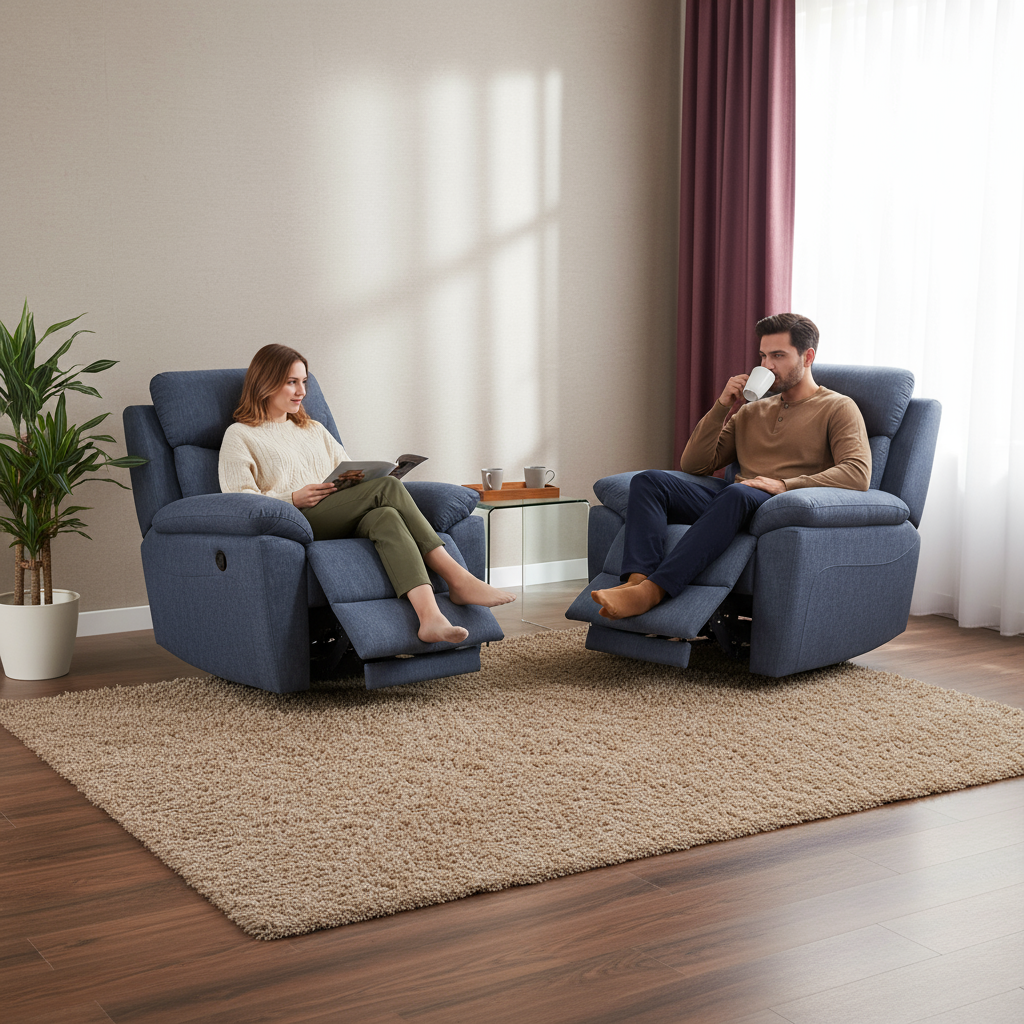 35" Light Gray Fabric Power Recliner With USB
