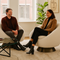 Contemporary Misty Gray Swivel Chair – Sculptural Comfort Accent | Modern Living Room Seating | Trufairs