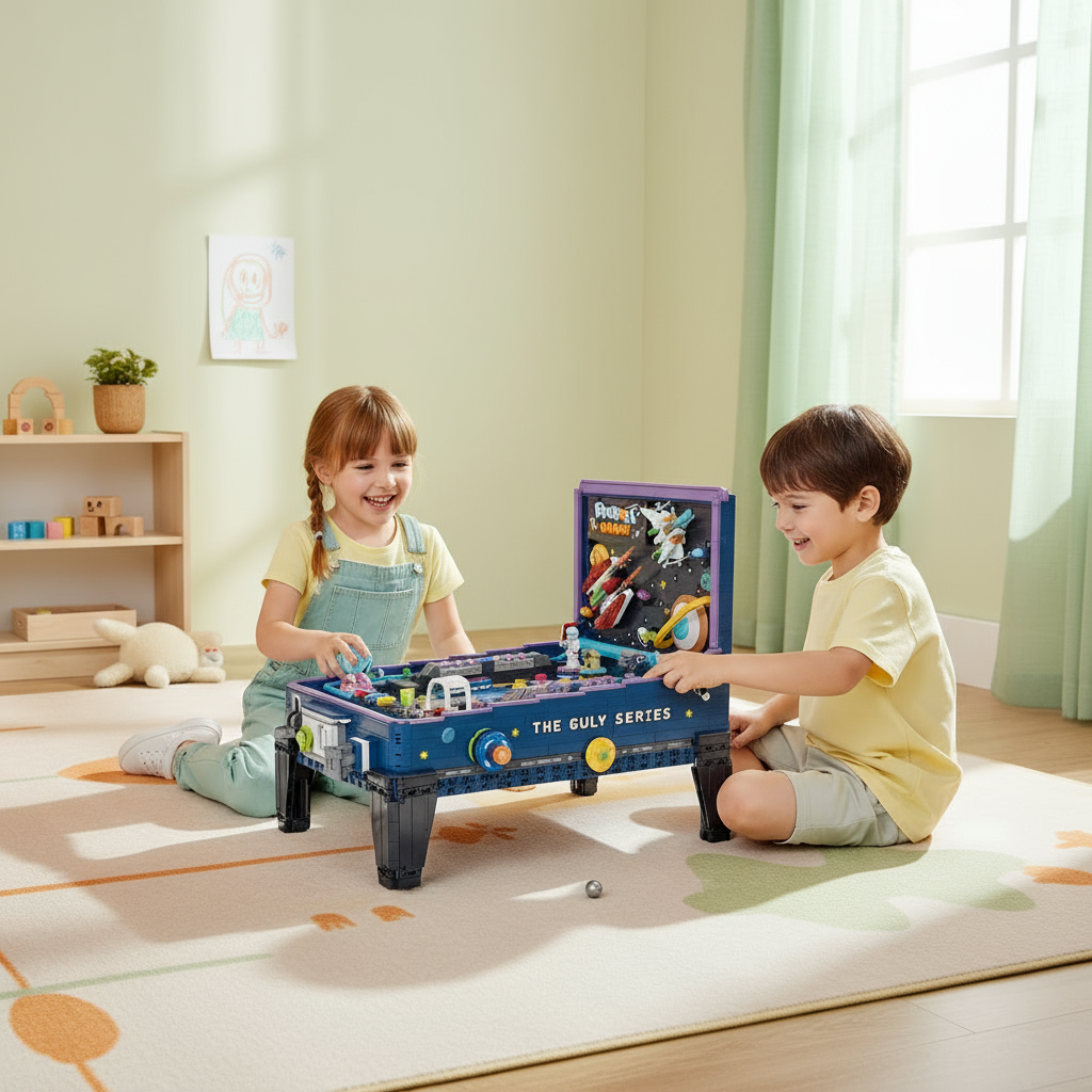 High Quality Building Blocks Pinball Machine, Game Table, Coin Operated, Children's Puzzle Assembly Model, Boy Creative Gift Toy