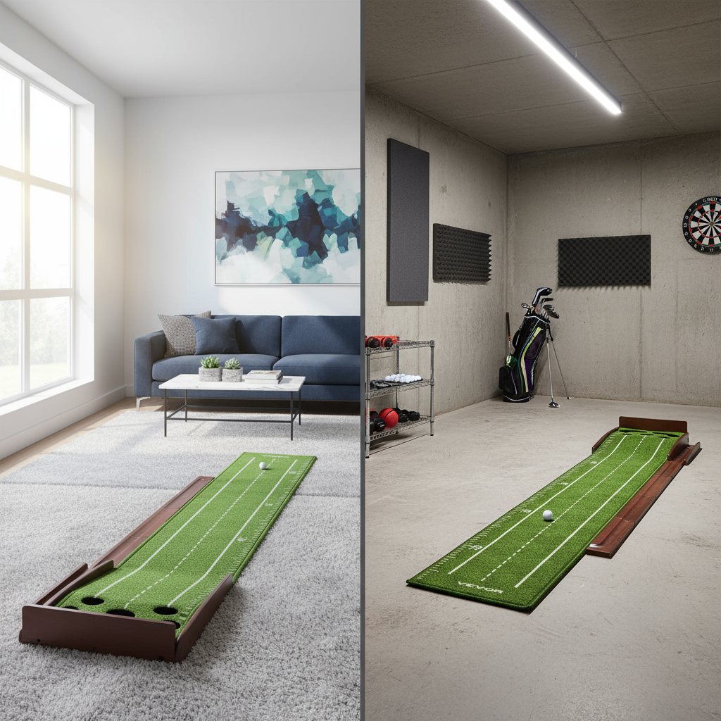 VEVOR 5 Hole Golf Putting Mat Indoor Golf Putting Green Golf Training Aid