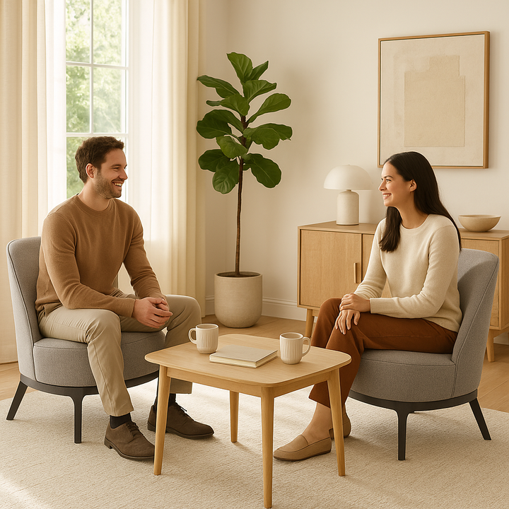 Gray Polyester Upholstered Accent Chair – Ash Wood Base & Steel Legs | Living Room Furniture | Trufairs