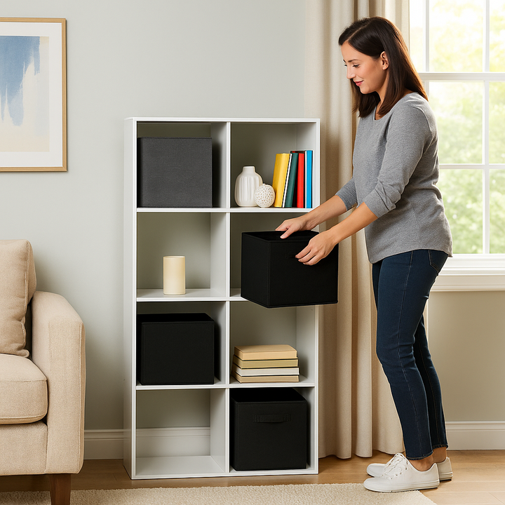 8 Cube Storage Organizer – White Finish with Open Shelves for Home & Office | Cube Storage Cabinet | Trufairs