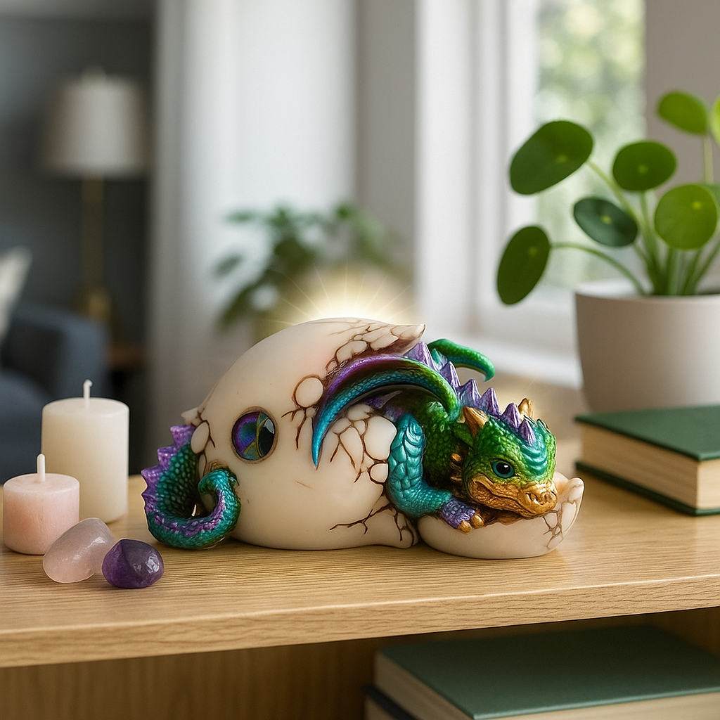 Colorful Dragon Baby Hatchling in Egg Figurine – 5.5" Resin Dragon Sculpture, Unique Mythical Gift for Collectors | Home & Office Fantasy Decor | Trufairs