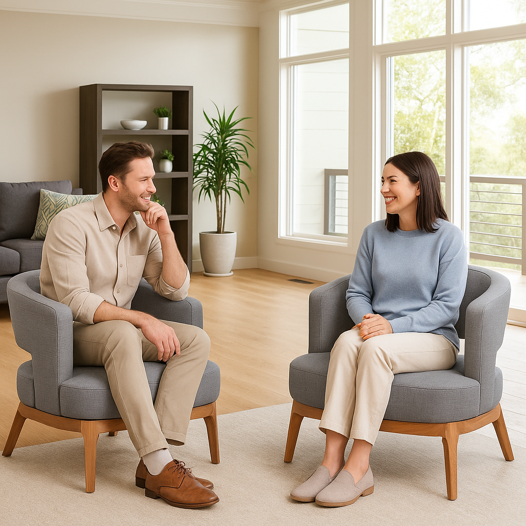 Slate Gray Polyurethane Accent Chair – Ash Wood Base & Steel Legs | Living Room & Office Seating | Trufairs