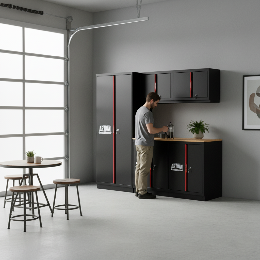 Professional Steel Filing Cabinet with Multiple Compartments - Heavy-Duty Office Storage Solution for File Archives & Document Organization (Black/Red)