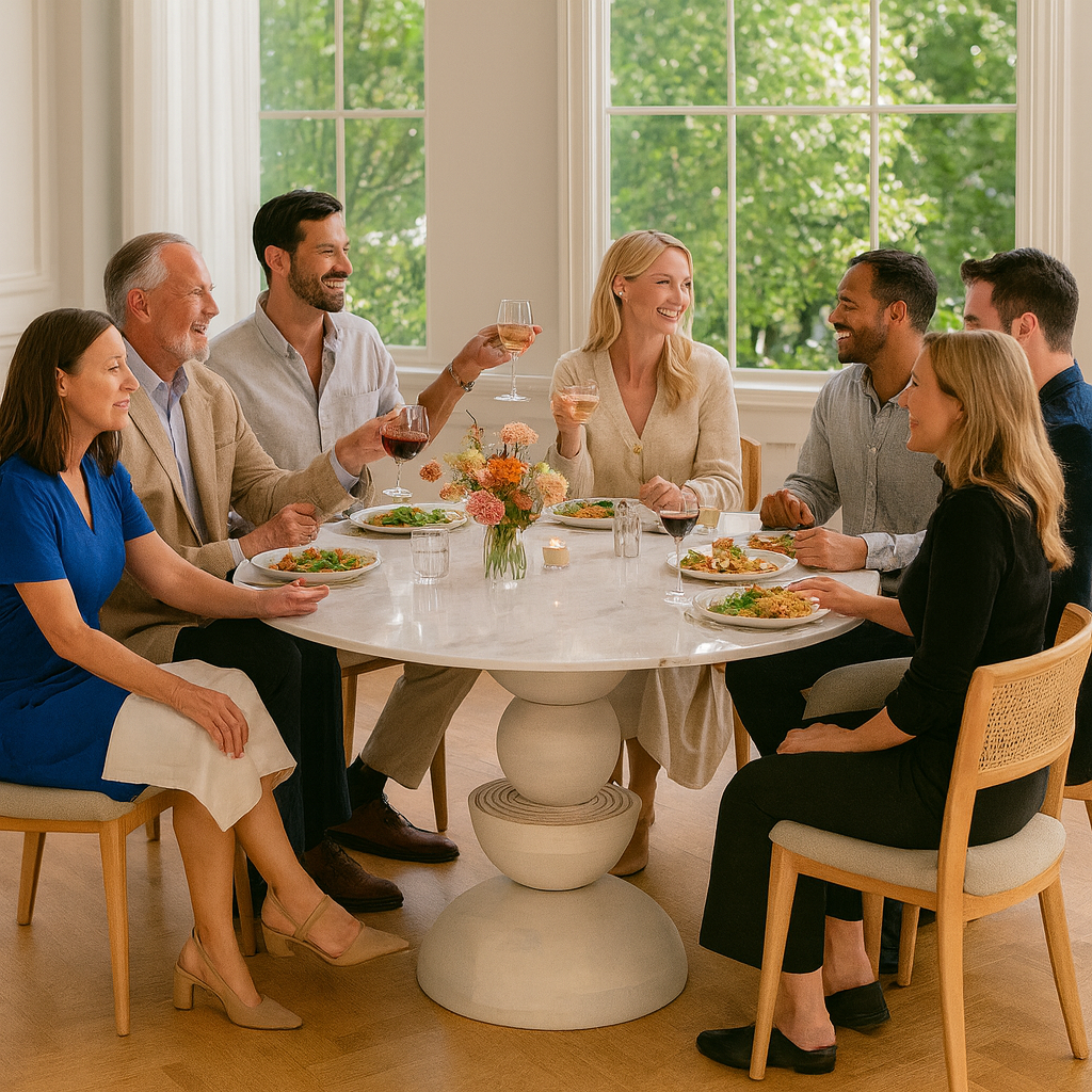 Marble Modern Dining Table – Sleek White Centerpiece | Round Dining Table | Trufairs