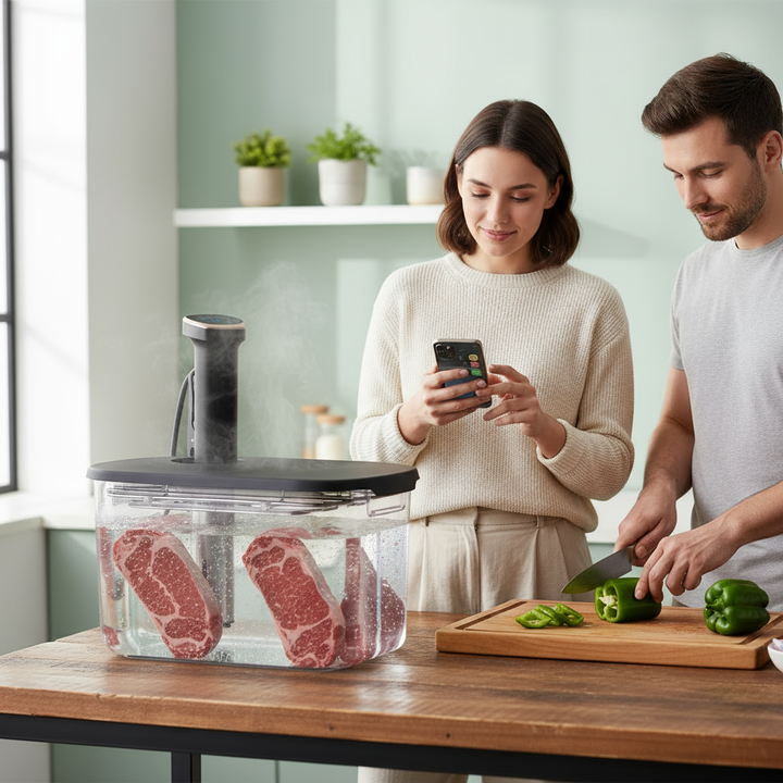 Intelligent cooking low temperature slow cooking machine WIFI / APP steak low temperature slow cooking machine 1100W-1400W vacuum low temperature cooking kitchen appliances, cooking appliances