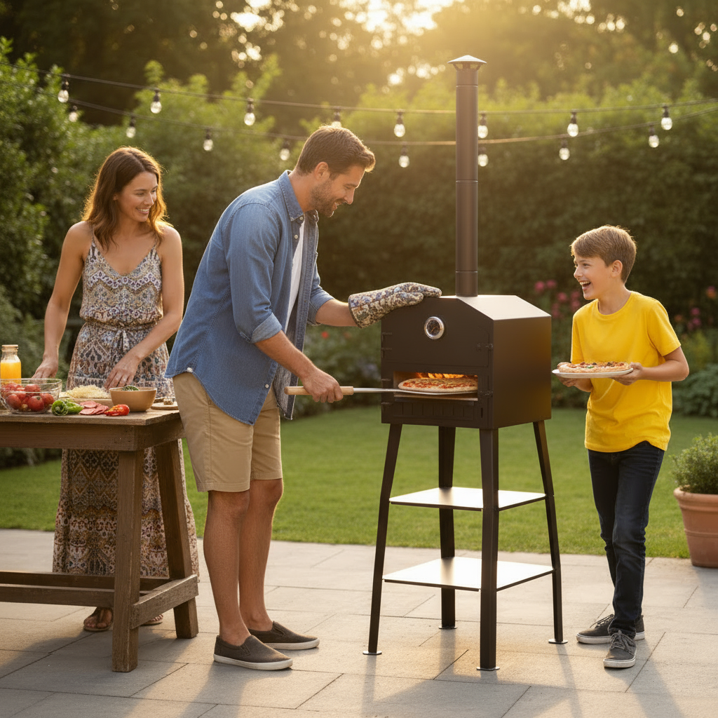 Outdoor Pizza Oven Charcoal Fired with 2 Fireclay Stones