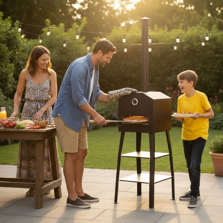Outdoor Pizza Oven Charcoal Fired with 2 Fireclay Stones