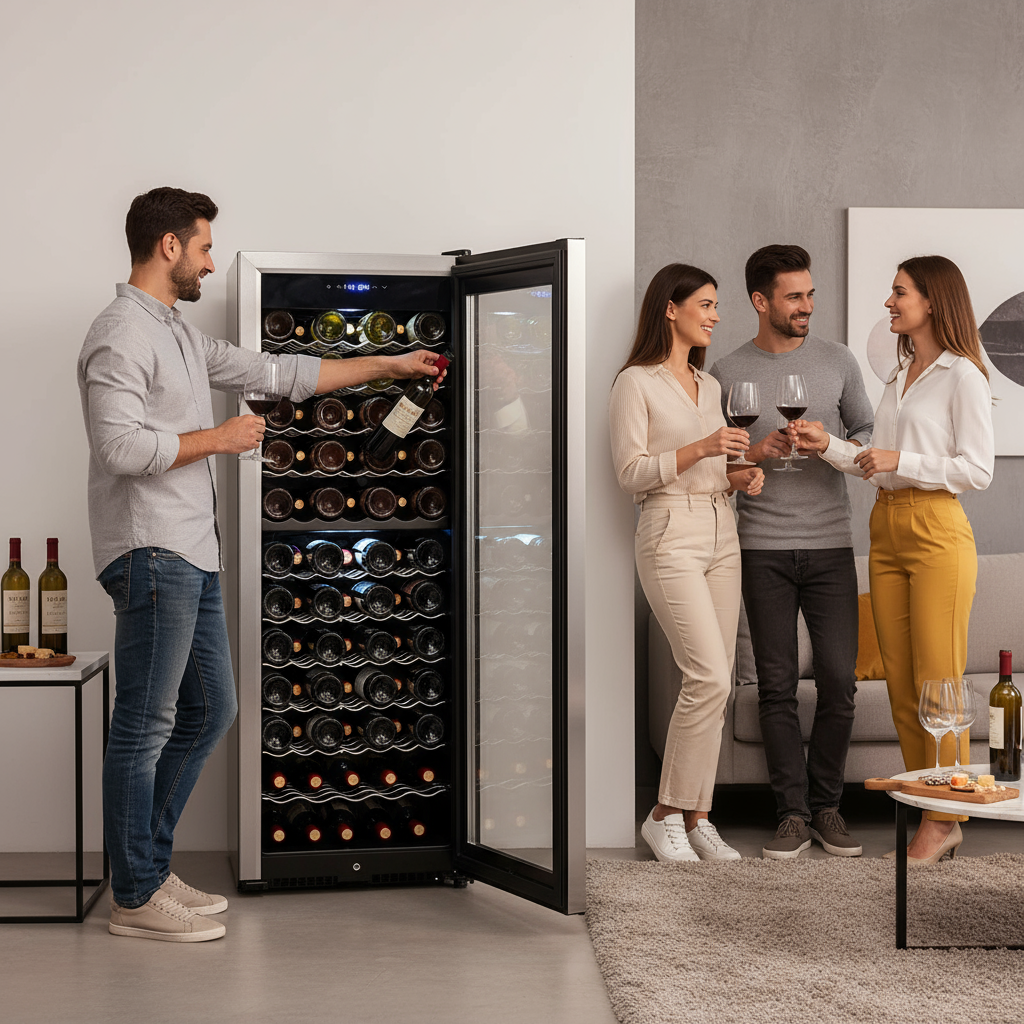 VEVOR 80-Bottle Wine Cooler Dual Zone Freestanding Refrigerator LED Light Lock