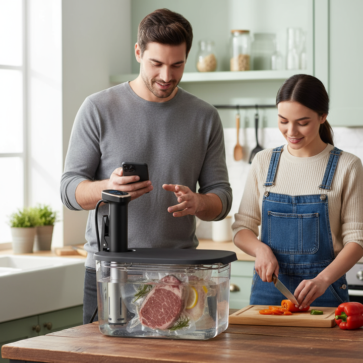 Intelligent cooking low temperature slow cooking machine WIFI / APP steak low temperature slow cooking machine 1100W-1400W vacuum low temperature cooking kitchen appliances, cooking appliances