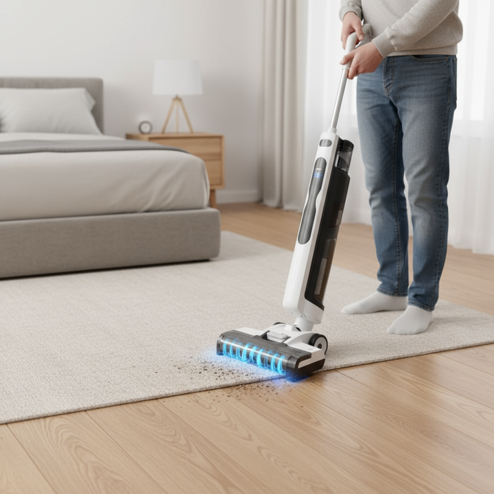PSCL2001 floor scrubber Voice guidance Contaminant rate 99.92% 180W/7kpa 2in1 handheld vacuum cleaner battery life 50 minutes Voice Tips + display, hot air dry water electrolysis self-cleaning, stron