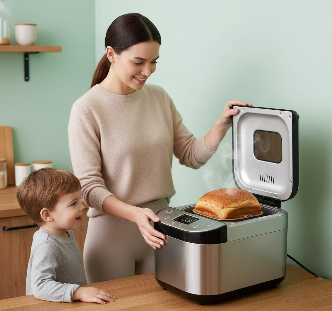 PSMBF003a Gluten free toaster 15in1 automatic toaster 2.8 inch LED 15h timer 2 lbs 1.5 lb 1 lb American bread, Italian French bread, whole wheat bread 15h timer toaster
