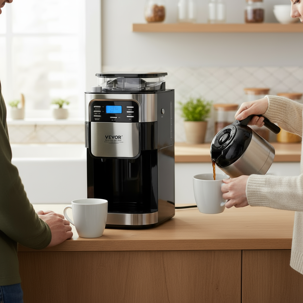 VEVOR 8-Cup Coffee Maker Drip Coffee Machine with 24-Hour Timer for Auto Brew