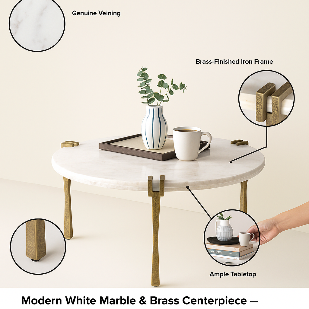 Minimalist White Coffee Table – Sleek Modern Centerpiece | Living Room Accent Table | Trufairs