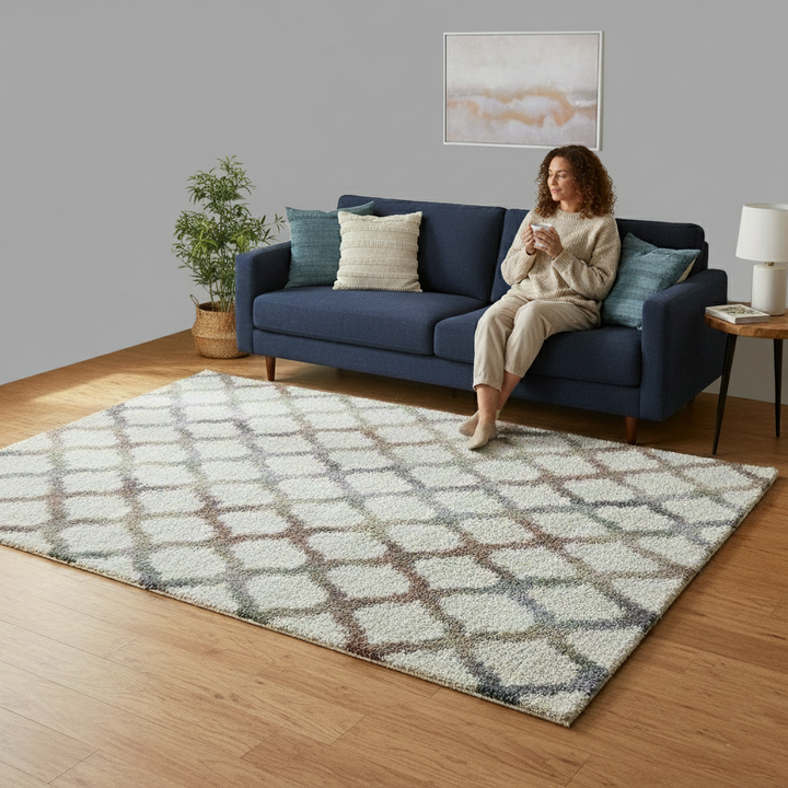 Granada Rayann Area Rug – Ivory, Rust, Beige, Green, Gray & Gold Accents for Elegant Interiors, Charcoal Finish | Polypropylene Decorative Rug | Trufairs