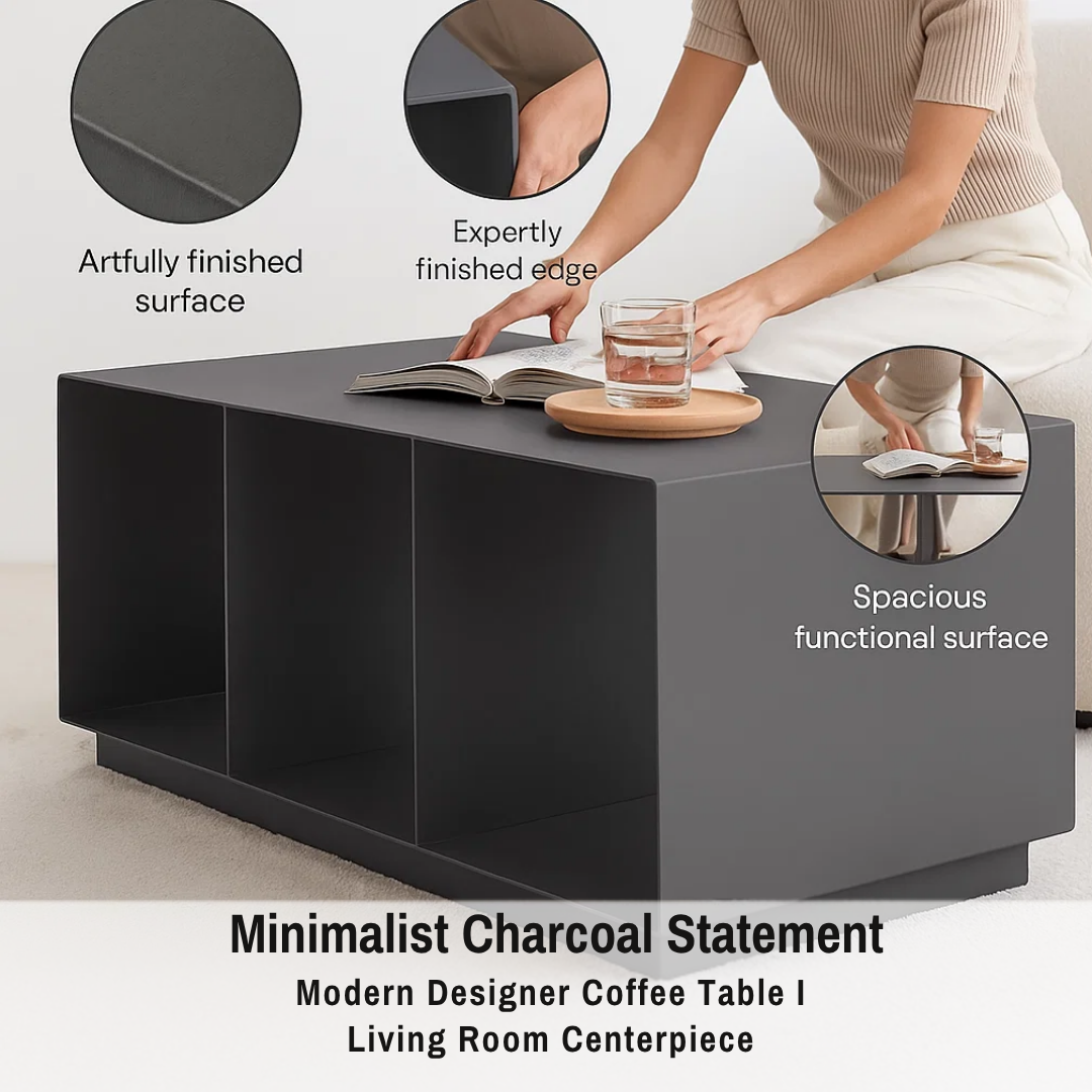 Charcoal Faux Wood Coffee Table – Sleek Modern Accent | Outdoor/Indoor Table | Trufairs