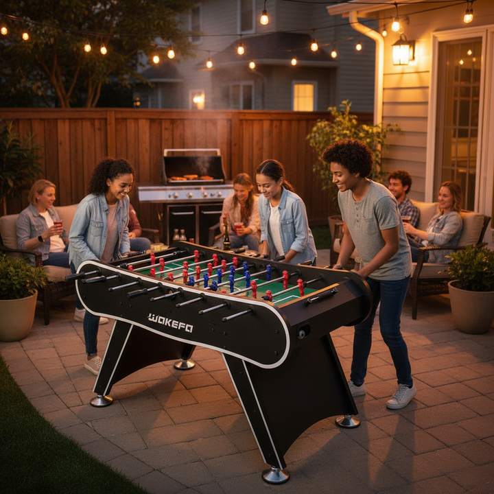 Foosball Table Soccer Arcade Games: Foosball Tables Adult Size for Home, Game Room, Bar - Competition Sized Football Table w/ 2 Balls, 2 Drink Holders, Table Soccer Game for Kids and Adults