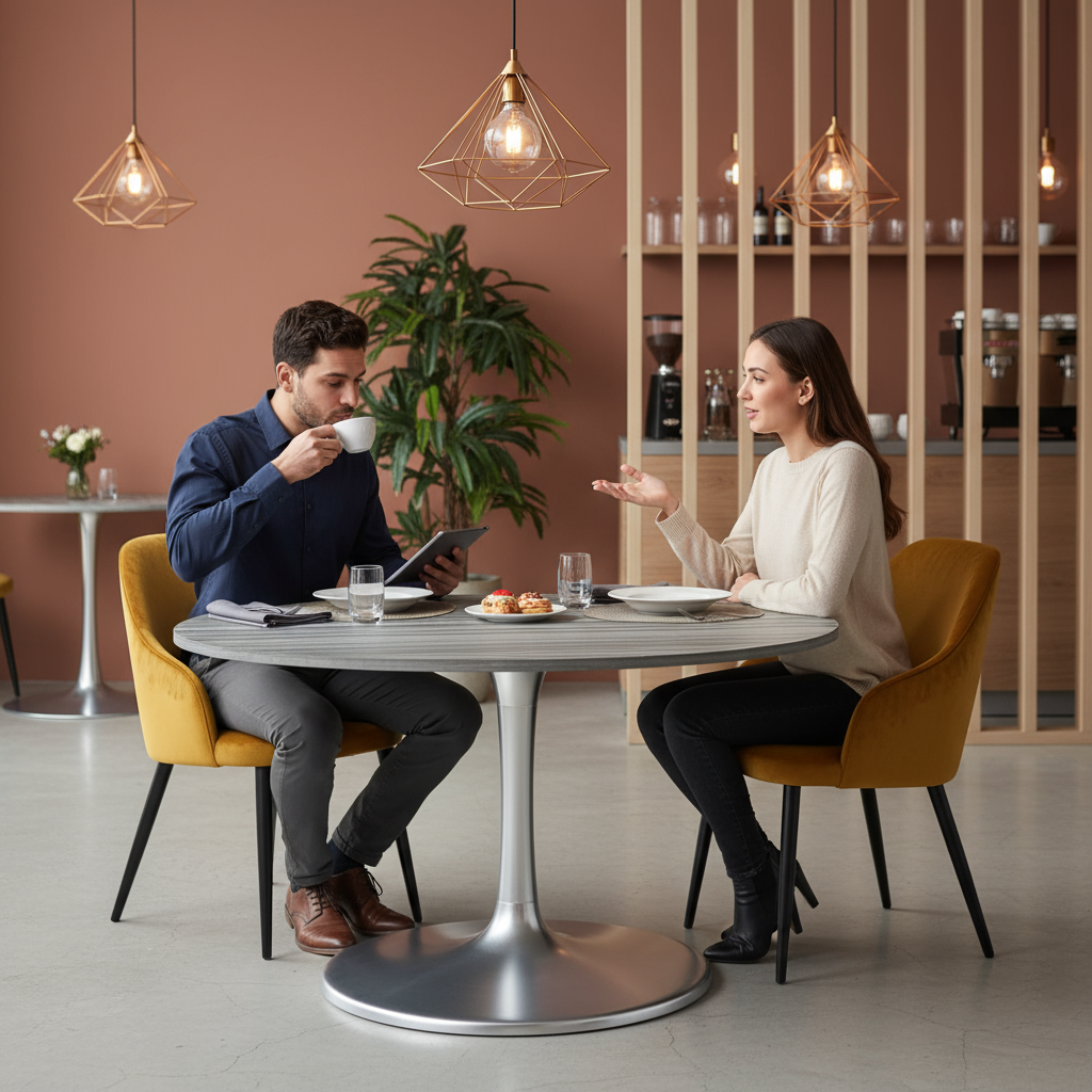 Star City Dining Table (60") Gray & Silver